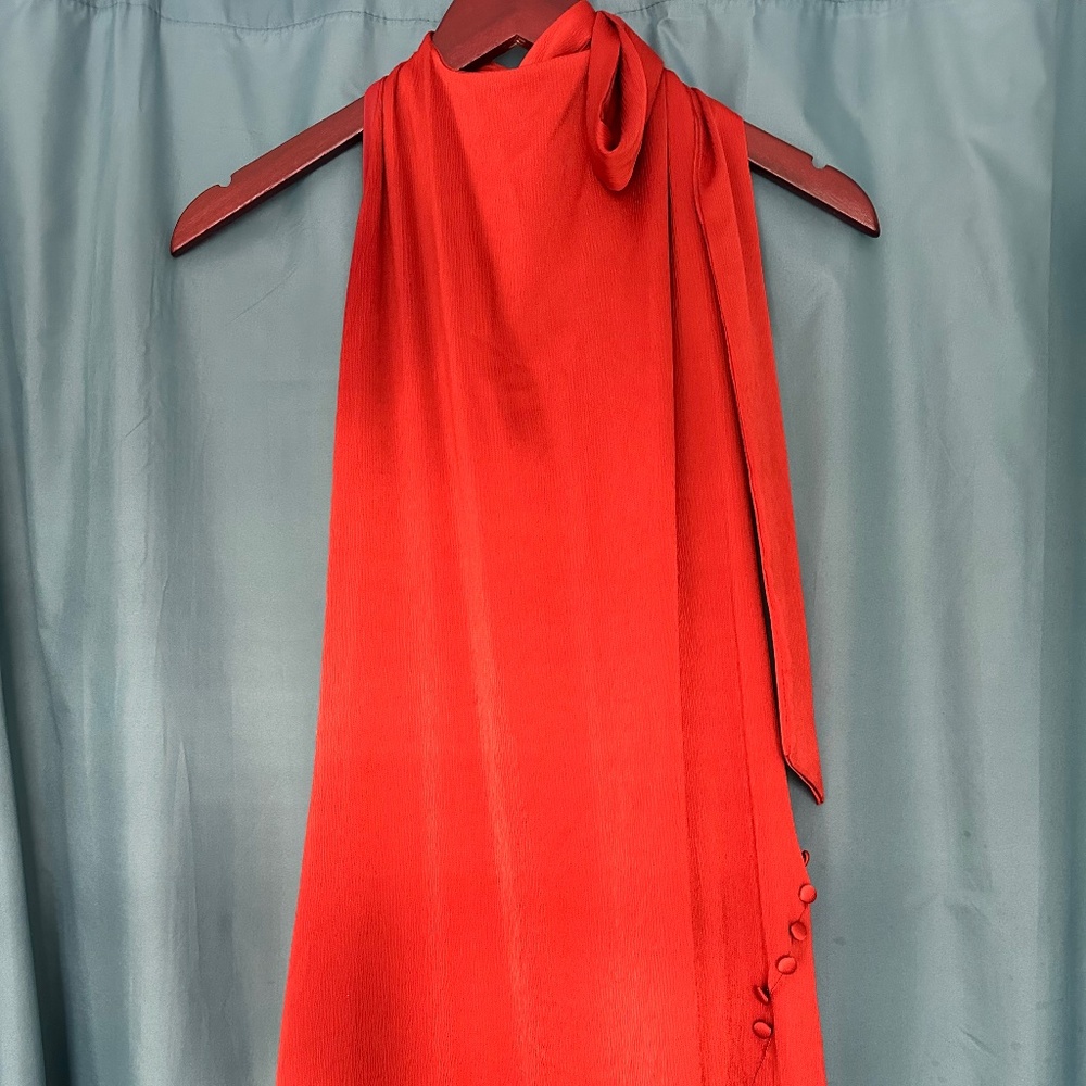 Lady Pipa halter dress in burnt sienna orange